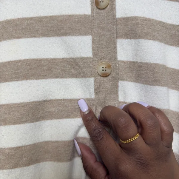 Favorite Daughter Women The Belle‎ Cardigan Sweater Medium Preppy Striped Polo - Image 13