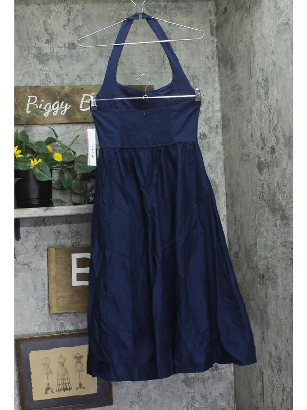 NWT Aqua Womens Woven Halter Midi Dress IDM11261 Navy Blue S - Image 3