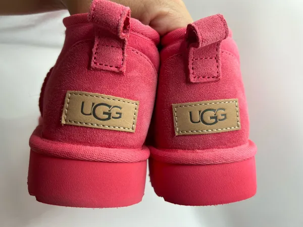 UGG Classic Ultra Mini Boots Women’s US 7 Pink Sheepskin Suede Cozy Slippers - Image 8