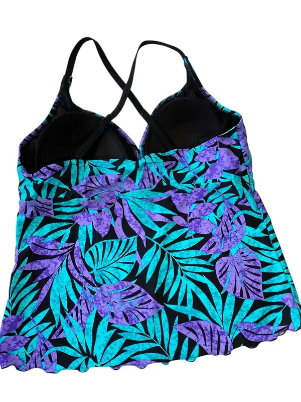 OCEAN DREAMS Tropical Tankini Top Blue Size 14 - Image 5