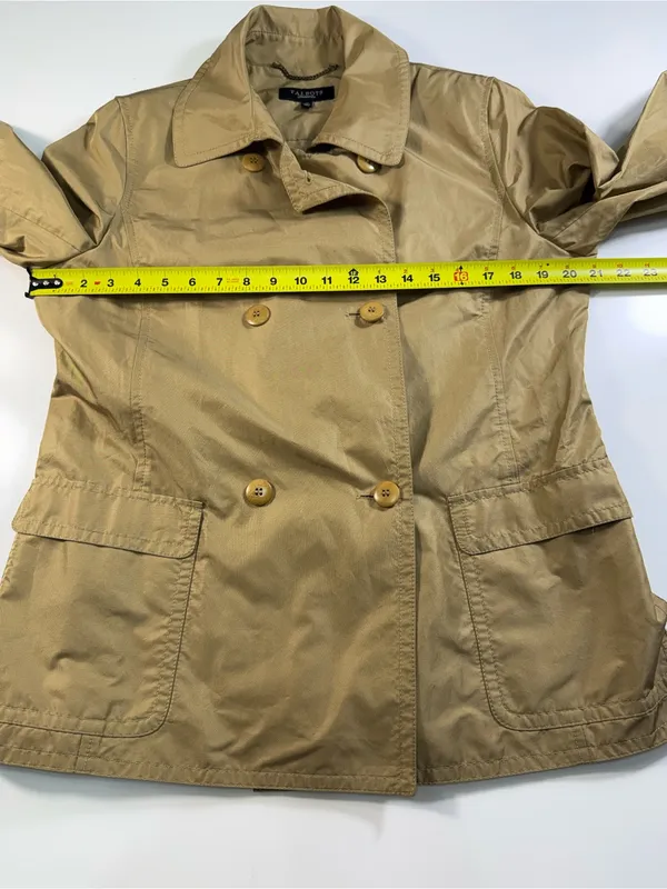 Talbots Cotton Silk Blend Khaki Double-Breasted Trench Coat - Image 4