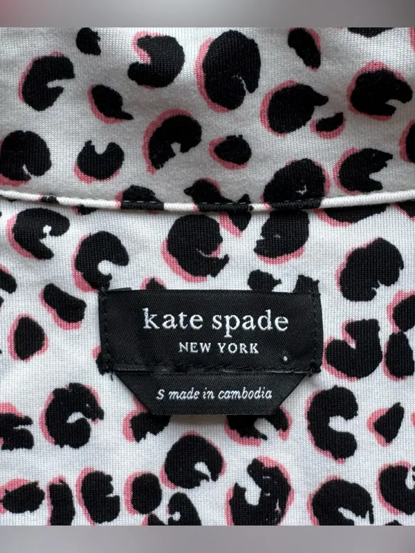 Kate Spade New York Pajama Top S Collared Button Down Leopard Animal Print NWOT - Image 4