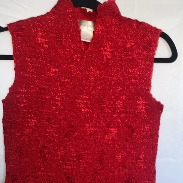 Casual Corner Stretch to fit Vintage V neck Red‎ Top Size : Small - Image 4