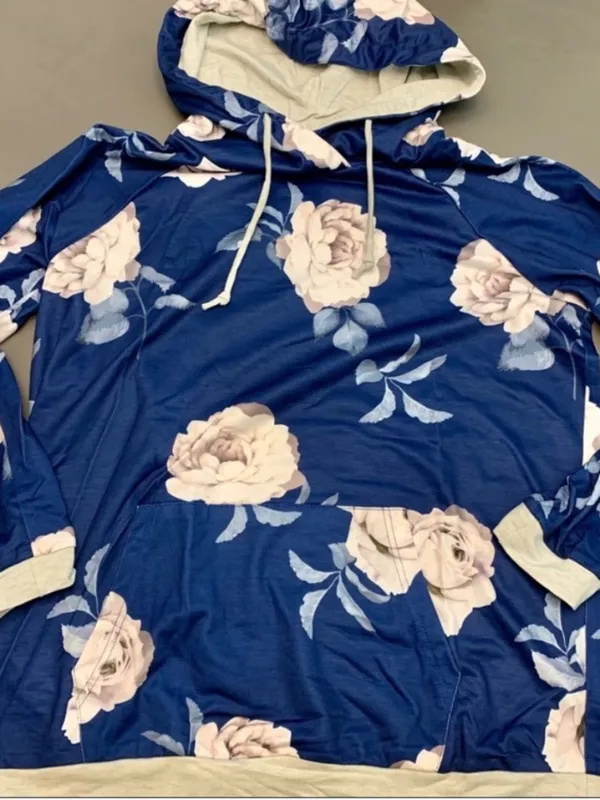 Blue Floral Hoodie - Image 4