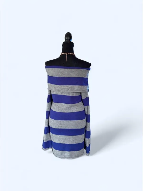 Vintage Y2K Grane McBling Blue Gray Striped Top size XL 💙 - Image 3