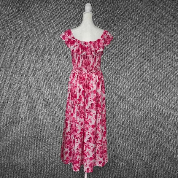 Grace Karin Pink Floral Ruffle Maxi Dress Size M - Image 8