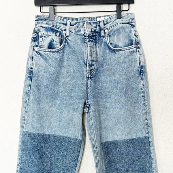 AG Adriano Goldschmied Patchwork‎ Straight Leg Jeans Light Wash Womens Size 25 - Image 3