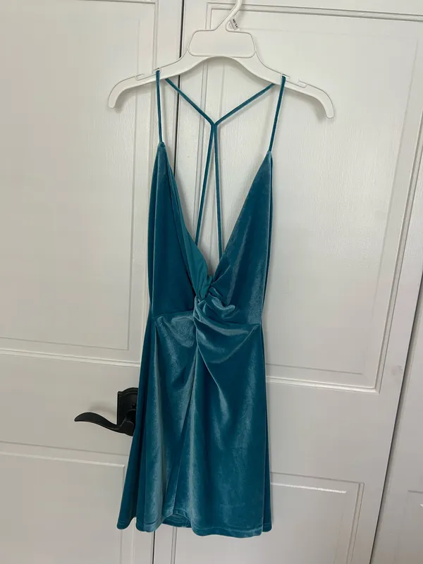 Revolve More To Come Blue Velvet Dress - Image 3