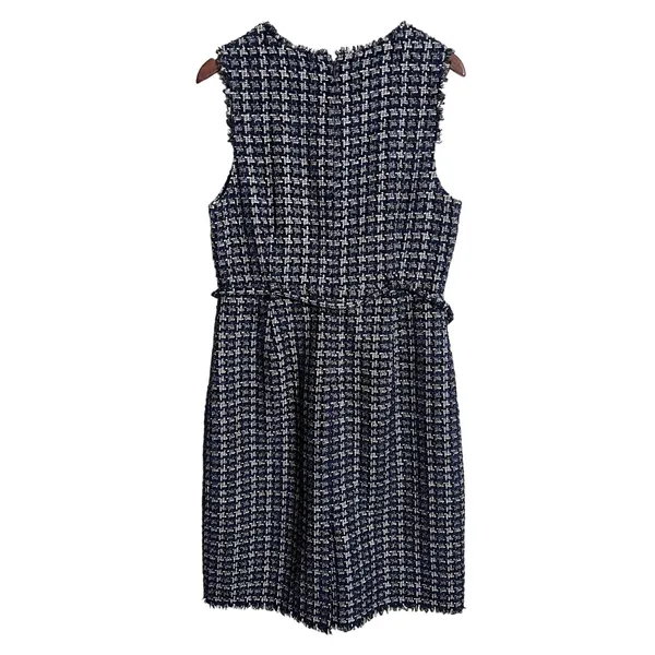 J.Crew Textured Tweed Houndstooth Sheath Dress Blue Womans 14 - Image 2