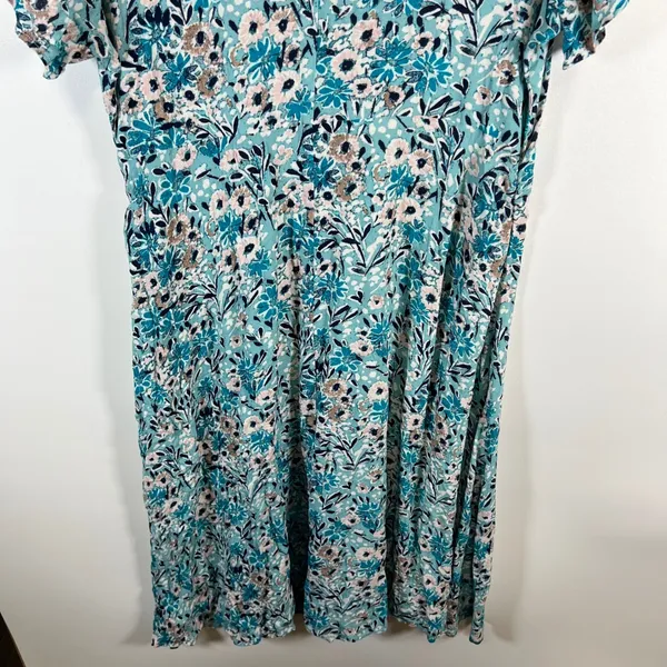 Sahalie Collection Floral Midi Dress V Neck‎ Short Sleeve Smocked Waist Sz 16 - Image 10