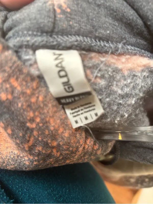 Fallcore Thankful Pumpkin Bleach Wash Hoodie M Rustic Autumn Gildan - Image 7