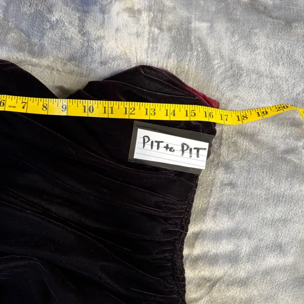 Vtg Strapless Mini Dress 8 Black Floral 80s‎ Velvet Bubble Skirt Prom Homecoming - Image 10