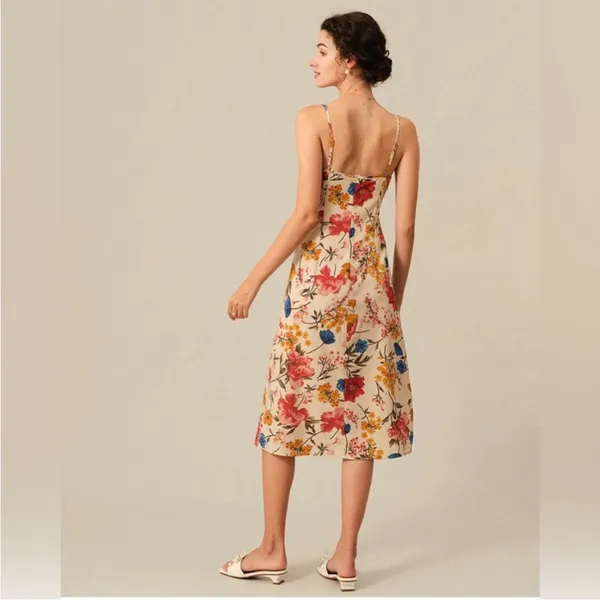 RIHOAS The Cowl Neck floral peony Midi Dress lightweight flowy M - Image 3