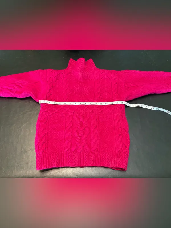 Vintage Ralph Lauren 100% Wool Cable Knit Turtleneck Sweater Pink Size Small - Image 6