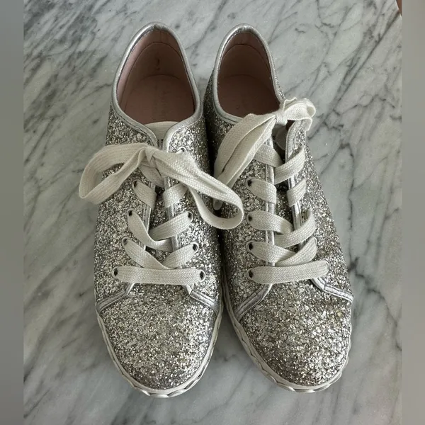 Kate Spade Vale Sneaker in Silver Glitter Sparkle - Image 8