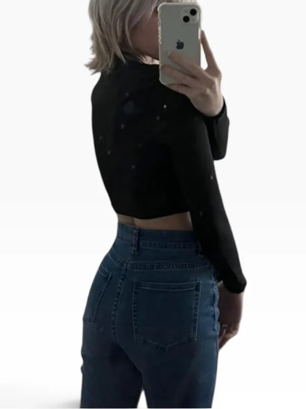 MSBASIC Amazon Women’s Black Long Sleeve Turtleneck Crop Top Worn Once - Image 3