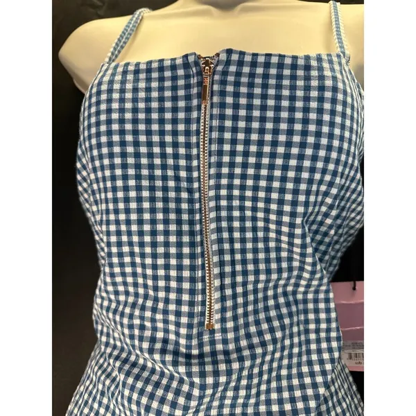 Juicy Couture Seersucker Lined Blue Gingham Zipper Front women sz L - Image 3
