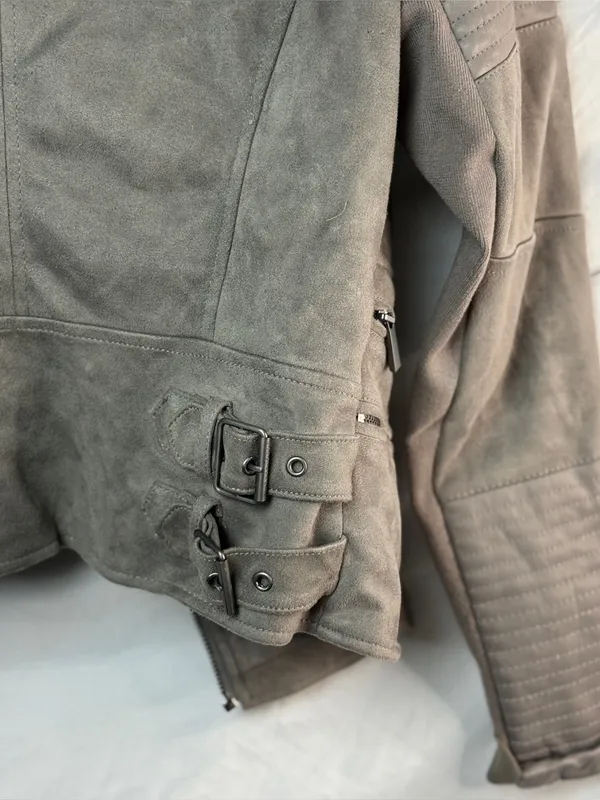 Y2K 2000s BCBGMAXAZRIA gray suede moto jacket - Image 9