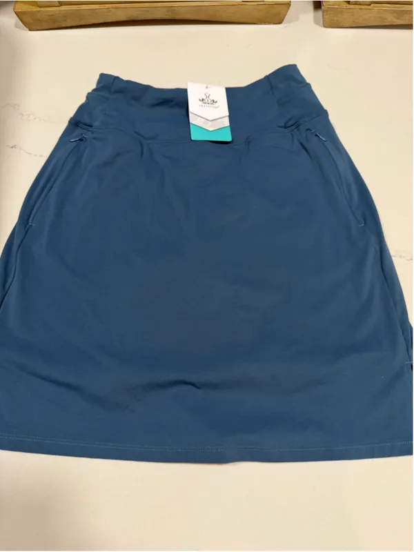 NEW Blue Heathyoga Knee Length Skorts Golf Skirt Pockets Zipper S 20” - Image 4