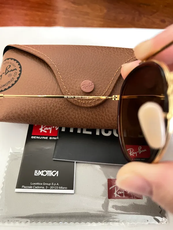 Rayban Sunglasses Round Double Bridge Gold Size 51mm - Image 9