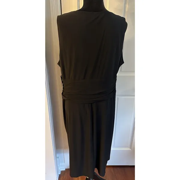 Chaps Black Dress Draped V-Neck Jersey Knit Stretch Sleeveless Plus Size 18W NEW - Image 2