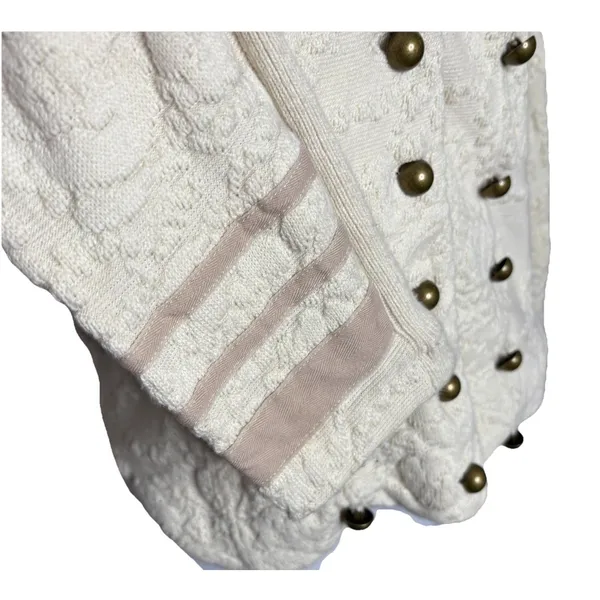 Free People Cream Military Style Lace Knit Sweater Jacket Size Medium Womens - Image 3