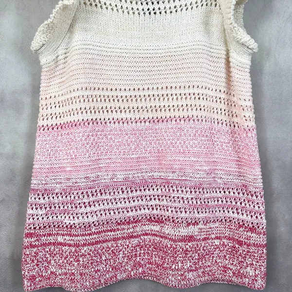 Scoop Womens‎ Sweater Tank Size Small Open Knit Ruffle Bohemian Feminine Cottage - Image 3
