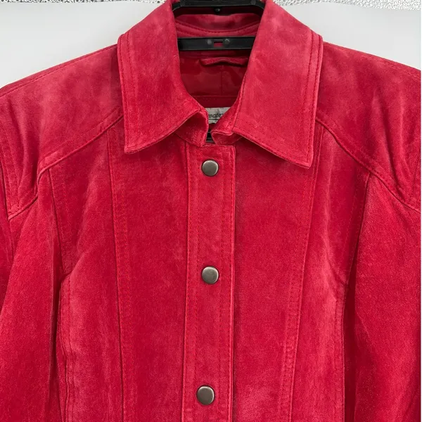 Coldwater Creek Y2K Suede Jacket Sz M Red Boho Western Snaps Cottage Ranchcore - Image 3