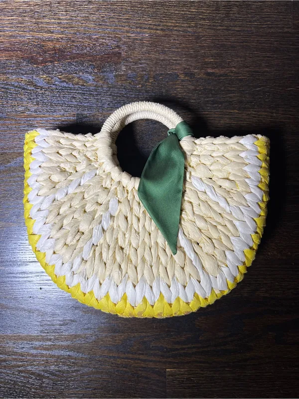 A New Day Straw Woven Lemon Tote Handbag - Image 2