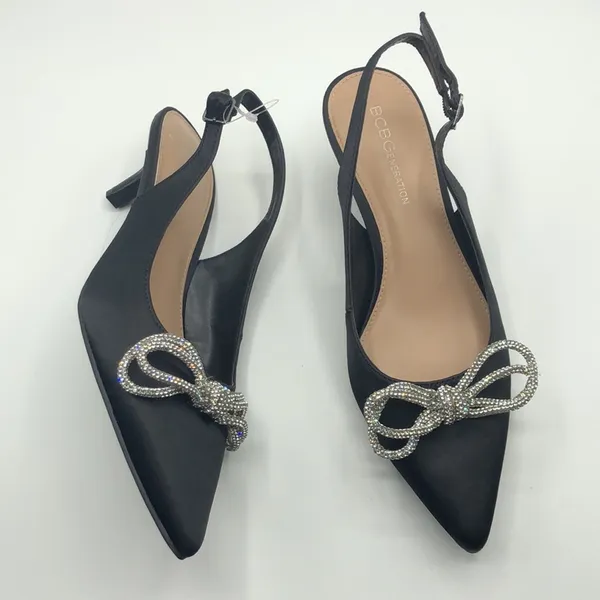 BCBGENERATION Women's Kitten Heel Pointed Toe Slingback Bow Heels Sz 7 - Image 4