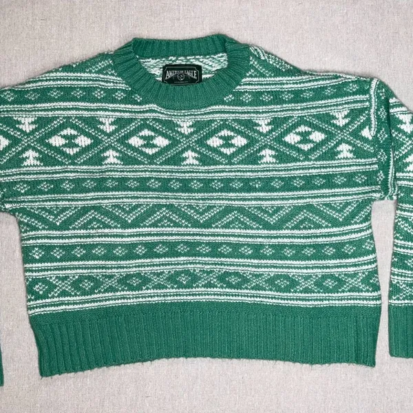 American Eagle | Green Fair Isle Snowdrift Sweater | Medium - Image 8