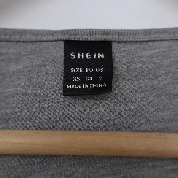 SHEIN Womens Heather Grey Scoop Neck Long Sleeve Crop Top XS - Image 3