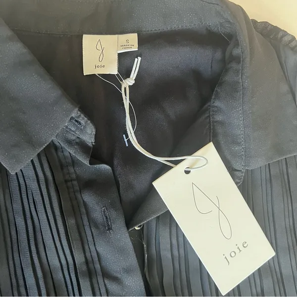 NWT pleated sleeveless shirt dress collared button down black size small - Image 12