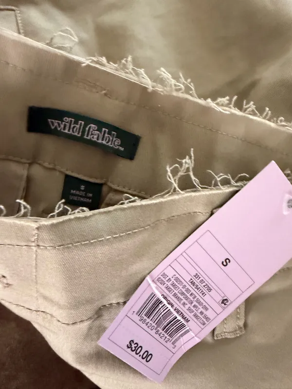 Wild Fable Women's Beige Khaki Wide Leg Raw Hem Waistband Pants - Image 5