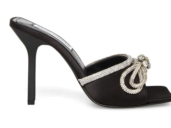 NWT Steve Madden Embellished Black Satin Heels - Image 2