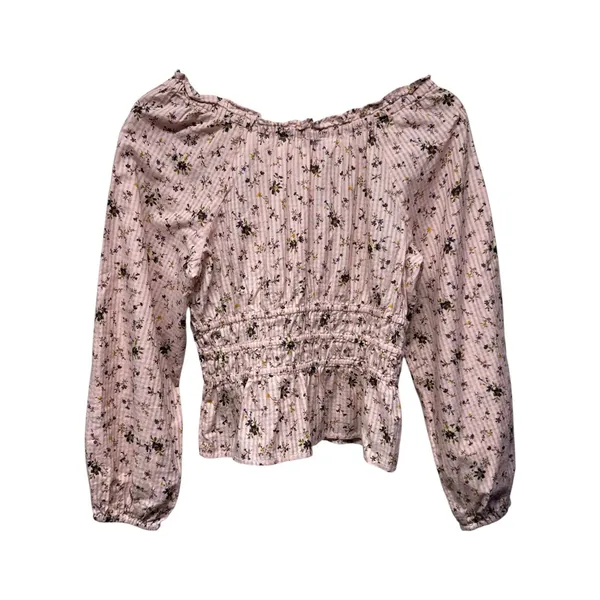 Madewell Sophia Top Bouquet Floral XS Pink Smocked Puff Sleeve Cottage Ruffle‎ - Image 3