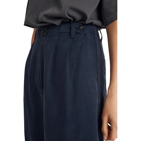 Madewell Deep Indigo Harlow Linen Blend Buttons Wide Leg Pants - Image 2