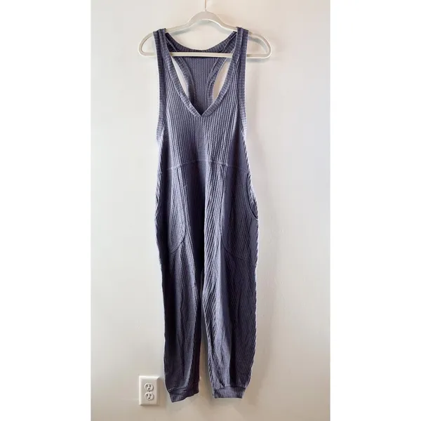 Out From Under Urban Outfitters Waffle Knit Thermal One Piece Jumpsuit Purple - Image 2