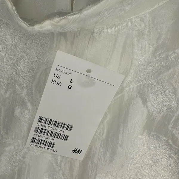 NWT H&M White Jacquard-Weave Dress Size Large - Image 7