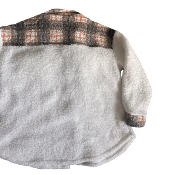 Prissy Jane oversized shacket xl plaid contrast fuzzy Sherpa jacket - Image 3