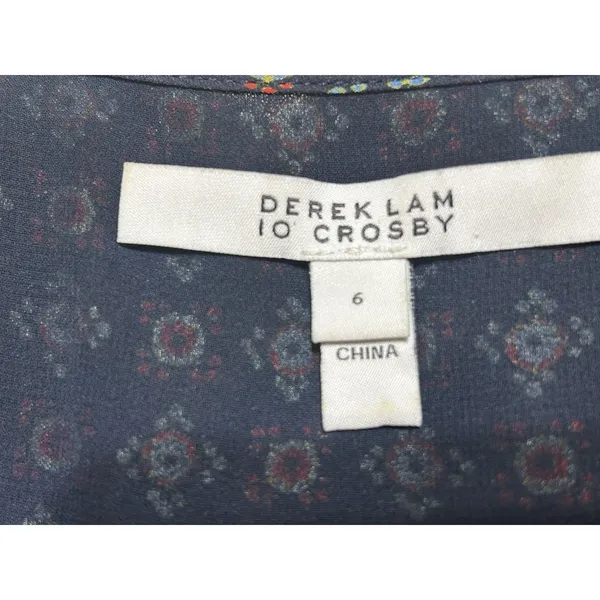 Derek Lam 10 Crosby Navy Silk Handkerchief Dress Sz 6 Lace Up Layered Flowy Boho - Image 7