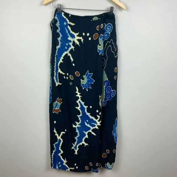 Serendipity 2-Piece Set S Maxi Faux Wrap Skirt Tank Top‎ Boho Navy Island Chic - Image 3