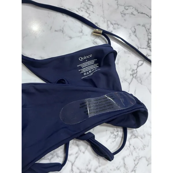 NWOT Quince Deep Navy Italian Adjustable Side-Tie Bikini Bottom Size Small - Image 5