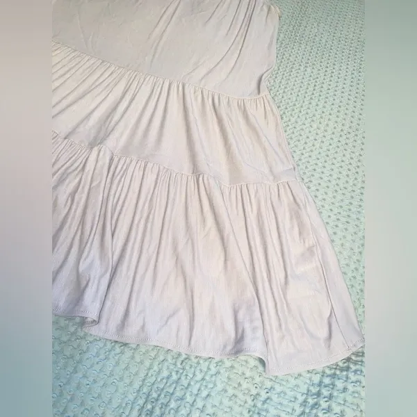 Zara NWT Beige Tiered Babydoll Midi Dress Soft Resort Wear Casual Summer Boho S - Image 4