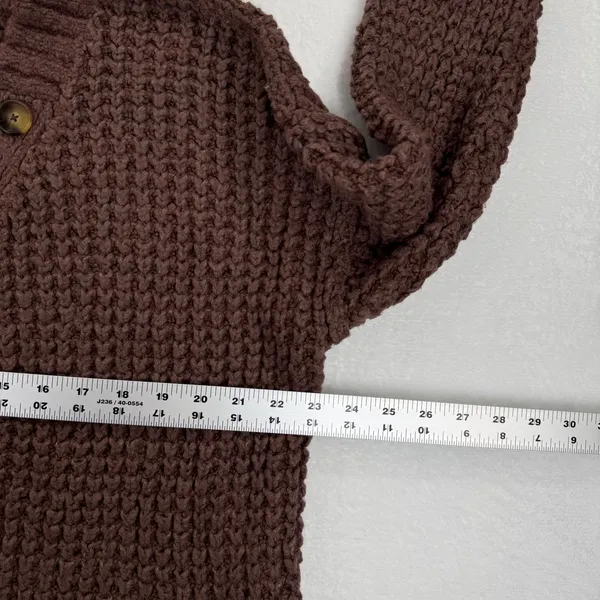 Free People Whistle Thermal‎ Henley Brownstone Combo Chunky knit Sweater Medium - Image 2