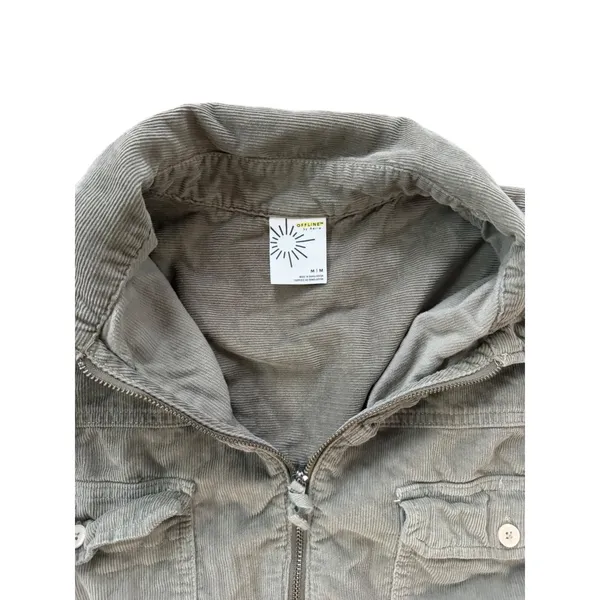 OFFLINE‎ by Aerie Olive Green Corduroy Quarter Zip Pullover Raw Hem Shacket M - Image 4