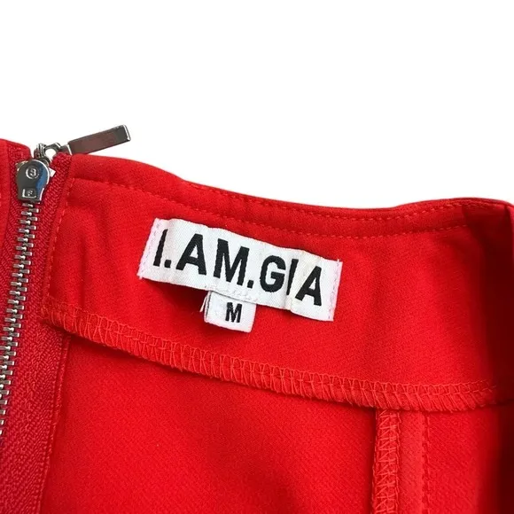 I. Am. Gia Womens Size M Evita Corset Crop Top Bright Red‎ Square Neck Going Out - Image 3