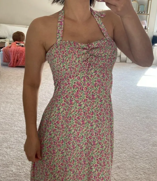 Floral halter neck dress. S Pink - Image 8