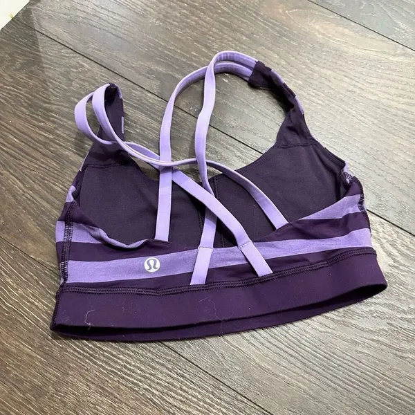 Lululemon Women’s 4 Purple Striped Strappy Energy Bra - Image 6