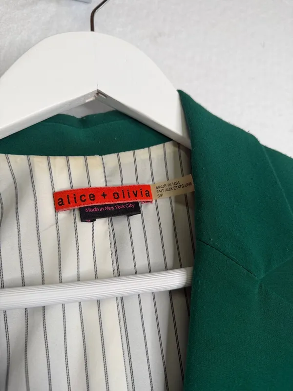 Alice + Olivia Emerald Green Women’s Fitted Blazer Small - Image 6